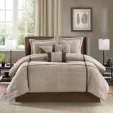 Lightweight Corduroy 7-Piece Comforter Set, Taupe
