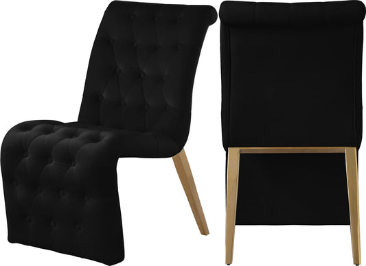Curve Velvet Dining Chair Set - Modern Elegance with Gold Iron Legs and Luxurious Button Tufting