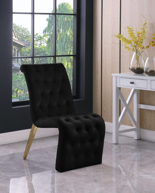 Curve Velvet Dining Chair Set - Modern Elegance with Gold Iron Legs and Luxurious Button Tufting