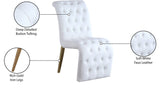 Curve Faux Leather Dining Chairs - Set of 2, Modern Elegance with Gold Legs & Button Tufting
