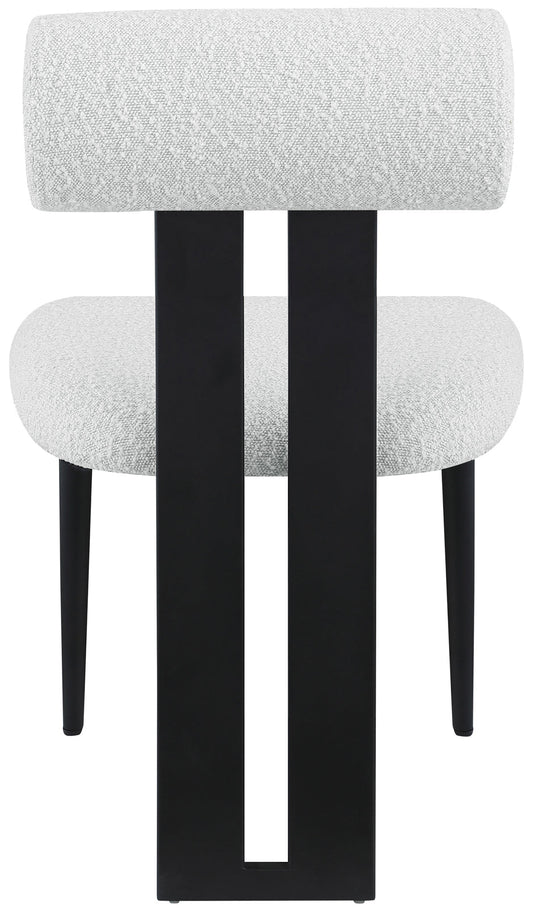 Dario Dining Chairs - Set of 2 Contemporary Boucle Upholstered Chairs with Stylish Black Frames