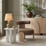Calder - Linen Textured Fabric Upholstered Accent Chair - Painted Natural Base