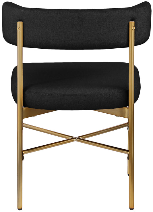 Rivage Dining Chair Set of 2 - Elegant Linen Upholstery with Brushed Gold Frame for Stylish Dining