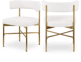 Rivage Dining Chair Set of 2 - Elegant Linen Upholstery with Brushed Gold Frame for Stylish Dining
