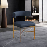 Rivage Dining Chair Set of 2 - Elegant Linen Upholstery with Brushed Gold Frame for Stylish Dining