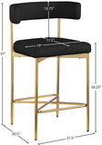 Rivage Stool Set of 2 - Elegant Linen Upholstered Counter Stools with Gold Frame for Modern Dining