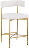 Rivage Stool Set of 2 - Elegant Linen Upholstered Counter Stools with Gold Frame for Modern Dining