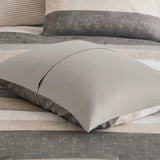 Striped Comforter Set with Bed Sheets, Taupe/Grey