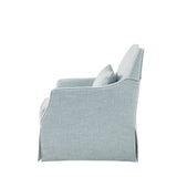 Traditional Skirted Swivel Accent Chair, Light Blue *