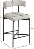 Rivage Stool Set of 2 - Elegant Linen Upholstered Bar Stools with Matte Black Metal Frame Comfort