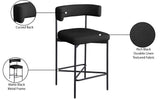 Rivage Stool Set of 2 - Elegant Linen Upholstered Bar Stools with Matte Black Metal Frame Comfort