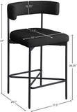 Rivage Stool Set of 2 - Elegant Linen Upholstered Bar Stools with Matte Black Metal Frame Comfort