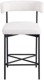 Rivage Stool Set of 2 - Elegant Linen Upholstered Bar Stools with Matte Black Metal Frame Comfort