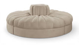 Rummi - Round Velvet Performance Fabric Upholstered 4 Piece Modular Sofa