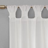 Floral Twist Tab Semi-Sheer Window Panel, White