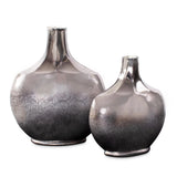 Advik Polished Silver Vase- Short