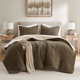 Waffle Knit Chenille Comforter Set, Brown