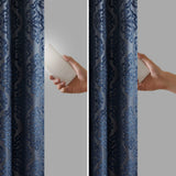 Jacquard Damask (Max Blackout) Window Curtain, Navy Blue