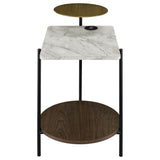 Ottilie 3-tier Side Table Wireless Charger White and Black