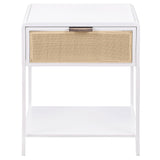 Amherst 1-drawer Radio Weave Cane Metal Bedside Table White