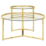 Delia 2-Piece Round Glass Top Nesting Coffee Table Gold