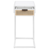 Amherst 1-drawer Radio Weave Cane Metal Side Table White