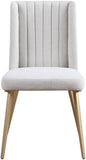 Eleanor Linen Textured Dining Chair Set - Elegant Wing-Back Design with Gold Legs for Modern Spaces