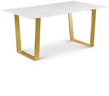 Cameron Gold Stainless Steel Dining Table with Marble Veneer Top - Contemporary Design Elegance