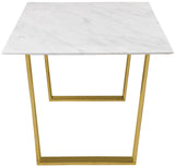 Cameron Gold Stainless Steel Dining Table with Marble Veneer Top - Contemporary Design Elegance