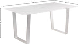 Carlton Modern White Dining Table with Chrome Stainless Steel Base – Elegant Stone Top for 6