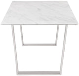Carlton Modern White Dining Table with Chrome Stainless Steel Base – Elegant Stone Top for 6