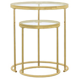 Maylin 2-piece Round Glass Top Nesting Table Set Gold