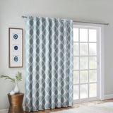 Ikat Blackout Patio Window Curtain, Aqua Blue
