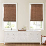 Bamboo Light Filtering Roman Shade 64"L, Teak