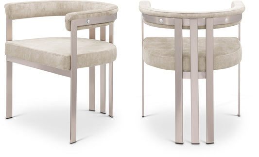 Marcello Dining Chair Set of 2 - Contemporary Velvet Seating with Durable Chrome Frame for Modern Homes