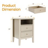 Fluted Nightstand with 2 Drawers Set of 2
