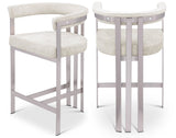 Marcello Counter Stool Set of 2 - Elegant Velvet Seating with Durable Chrome Frame for Modern Homes