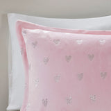 Metallic Hearts 4-Piece Comforter Set, Pink