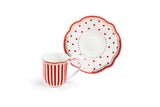 Red Josephine Porcelain Espresso Cups Set of 4