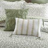 5 Piece Scalloped Edged Botanical Comforter Set, Sage Green