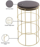 Rebar Velvet Counter Stool - Chic Black Velvet with Gold Finish for Modern Kitchen & Bar Decor