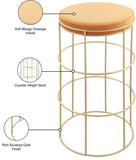 Rebar Velvet Counter Stool - Chic Black Velvet with Gold Finish for Modern Kitchen & Bar Decor