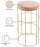 Rebar Velvet Counter Stool - Chic Black Velvet with Gold Finish for Modern Kitchen & Bar Decor