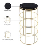 Rebar Contemporary Bar Stool with Luxurious Gold Finish and Plush Cushion for Stylish Dining Spaces