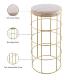 Rebar Contemporary Bar Stool with Luxurious Gold Finish and Plush Cushion for Stylish Dining Spaces