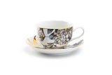 Grace Teaware Black Gold Peony Cup & Saucer, 7 oz