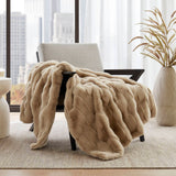 Faux Fur Velvet Throw Blanket 50x60", Tan