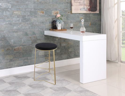 Tres Velvet Bar Stool - Elegant Black Upholstery with Brushed Gold Legs for Contemporary Style