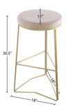 Tres Velvet Bar Stool - Elegant Black Upholstery with Brushed Gold Legs for Contemporary Style