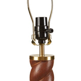 Twisted Faux Wood Table Lamp with Usb-C Port, Brown
